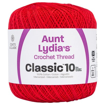 Aunt Lydia Crochet Thread Size 10 Atom Red