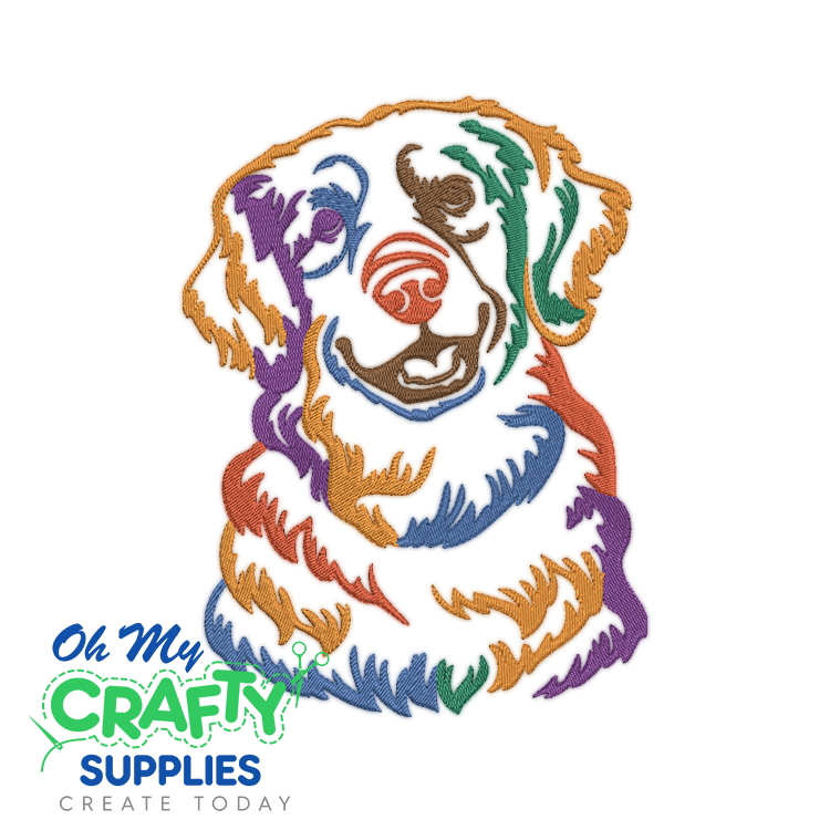 Painted Golden Retriever Embroidery Design