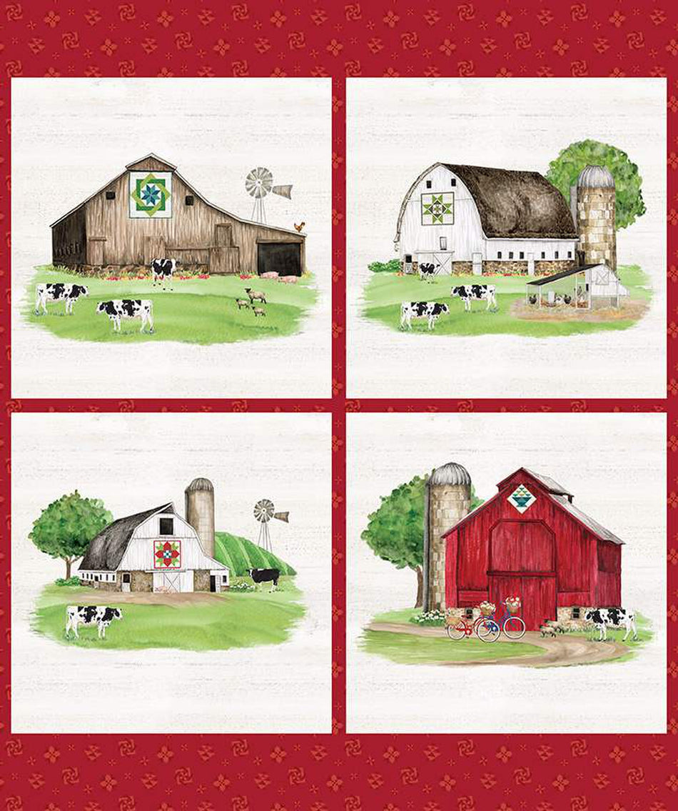 Spring Barn Quilts Pillow Panel