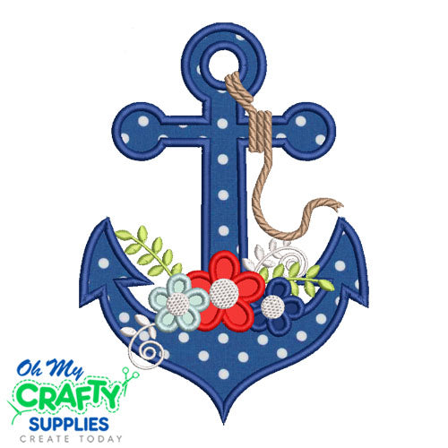 Floral Anchor with Rope Applique Design