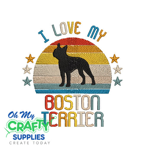I Love My Boston Terrier 523 Embroidery Design