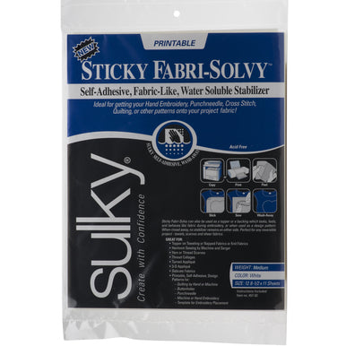 Sticky Fabri-Solvy 8.5" X 11" Printable Sheets (12)