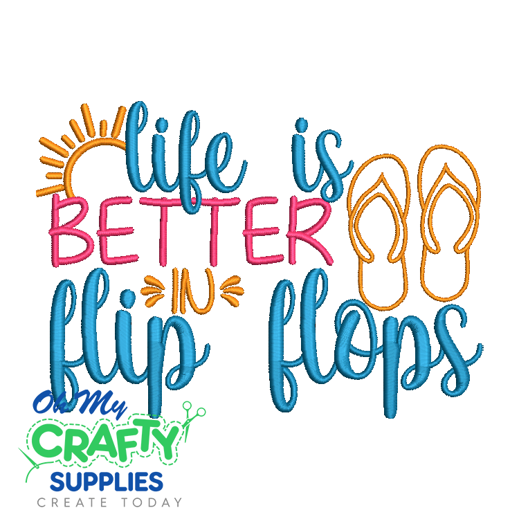 Flip Flop Life 423 Embroidery Design