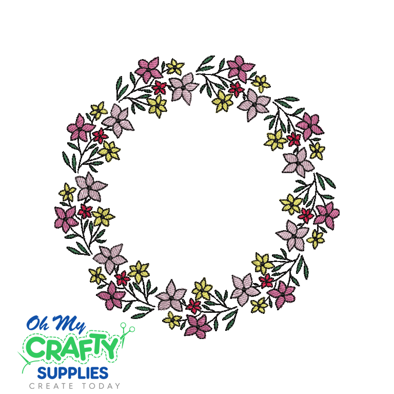 Floral Monogram Circle 2021 Embroidery Design