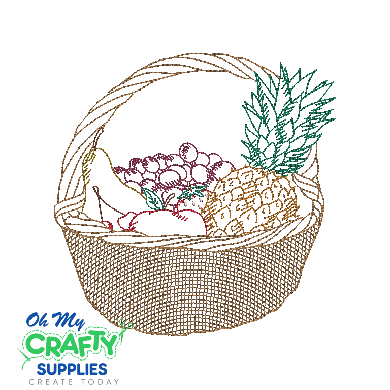 Fruit Basket Line Art Sketch 2021 Embroidery Design