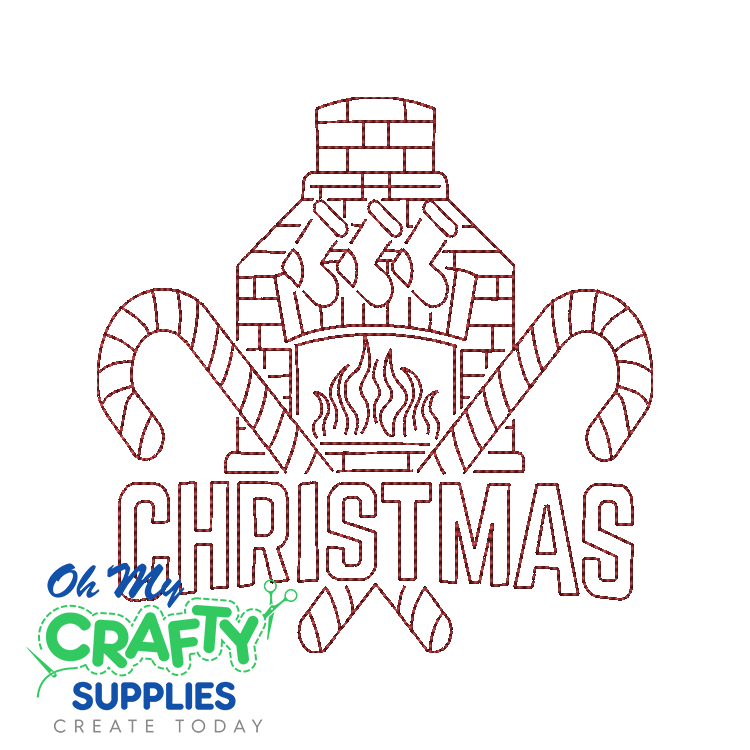 Christmas Fireplace 1119 Embroidery Design