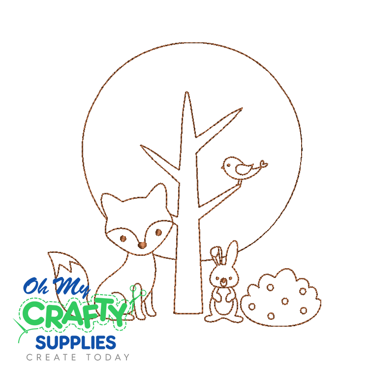 Woodland Fox and Rabbit 212 Embroidery Design