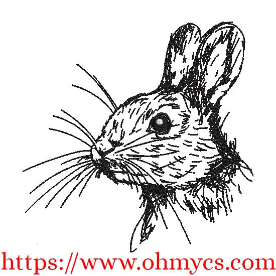 Baby Bunny Rabbit Sketch Embroidery Design