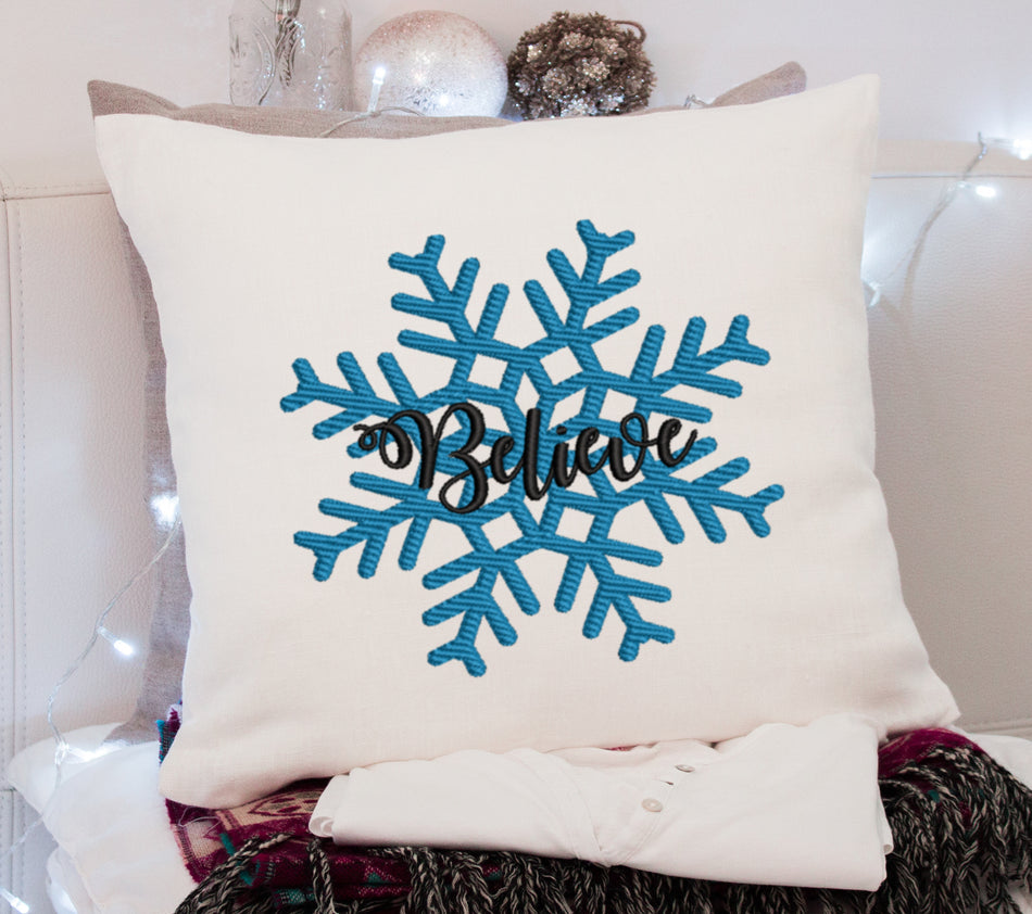 Believe Snow Flake Embroidery Design
