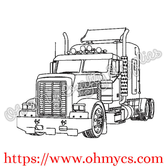 Big Rig Drawing Embroidery Design