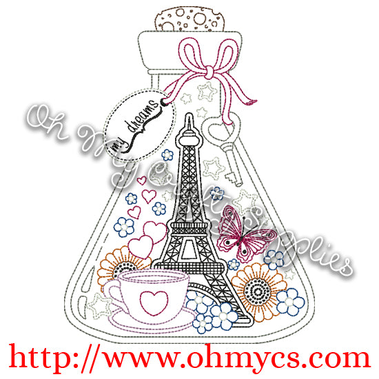 A little bottle of Paris Embroidery Design