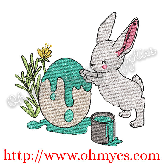 Bunny Painting Egg Embroidery Design