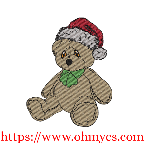 Cuddles Christmas Teddy Colored Sketch Embroidery Design