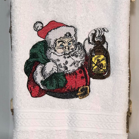 Detailed Santa Claus Colored Sketch Embroidery Design