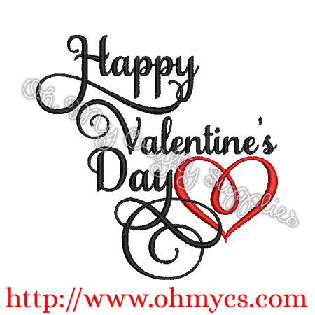 Happy Valentine's Day with a Heart Embroidery Design