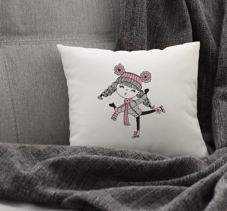 Little Miss Ice Skater Embroidery Design