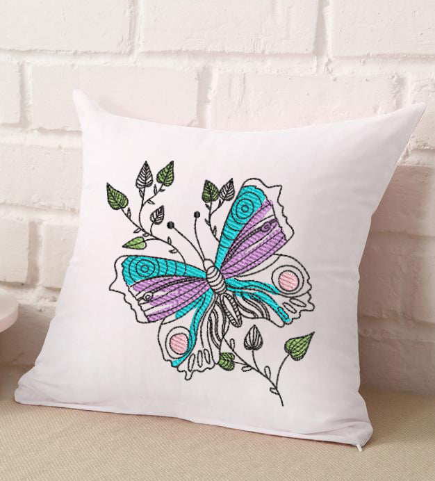 Off Center Butterflies Embroidery Design