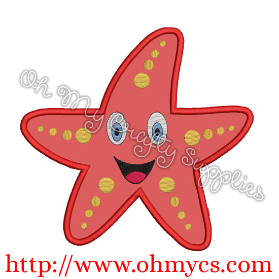 Smiling Starfish Embroidery Applique