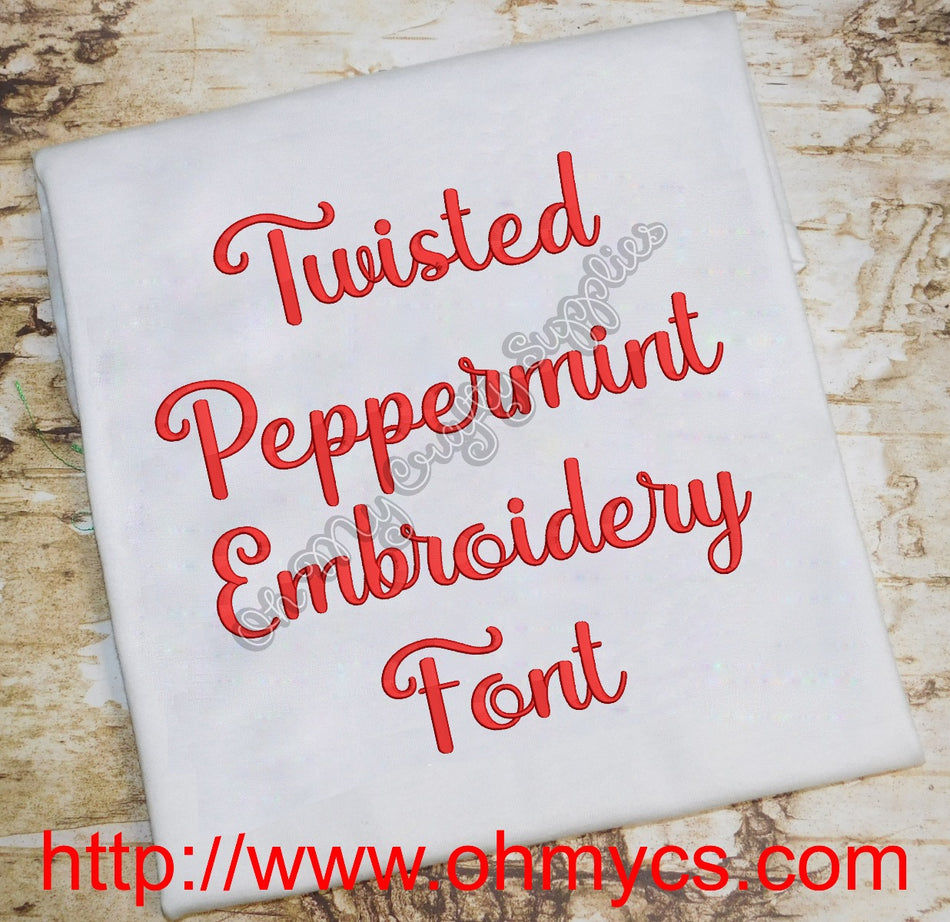 Twisted Peppermint Embroidery Font (BX Included)