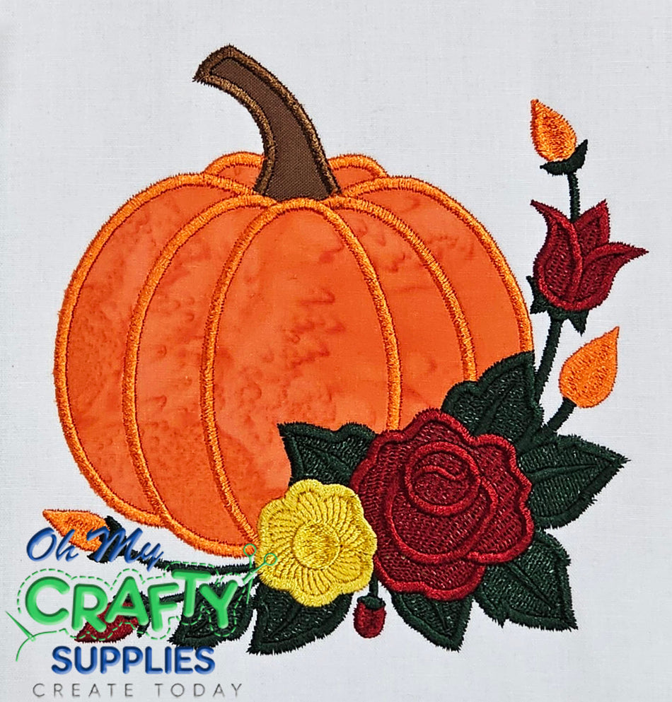 Floral Pumpkin 24 Applique Embroidery Design