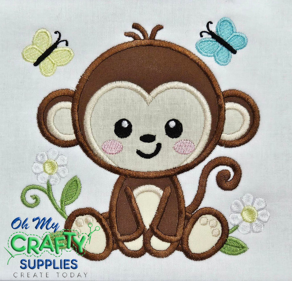 Cute Monkey 24 Applique Embroidery Design