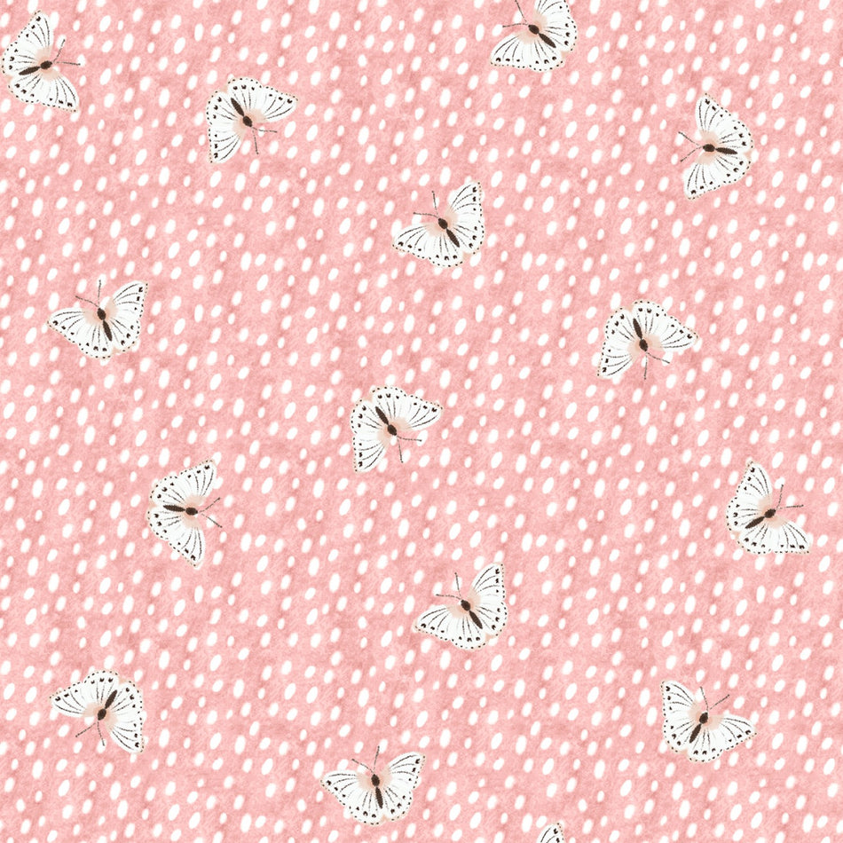 Pink Fluttering Fawn Flannel 1/2 yard