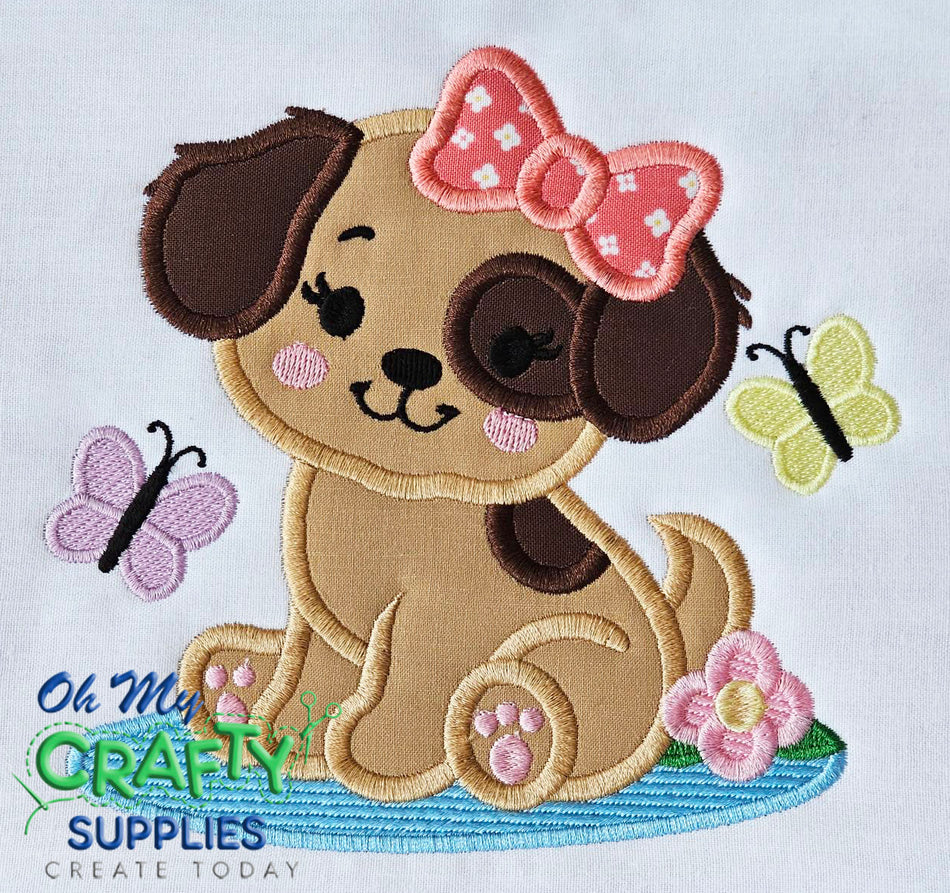 Cute Puppy 24 Applique Embroidery Design