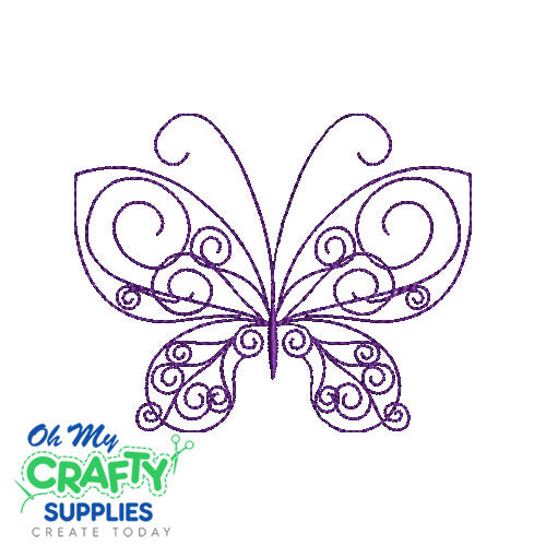 Butterfly Lineart Swirls 520 Embroidery Design