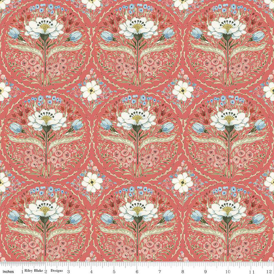 Countryside Medallion Red 1/2 yard
