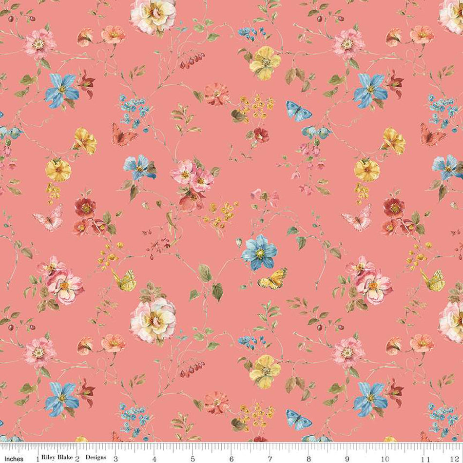 Countryside Floral Coral 1/2 yard