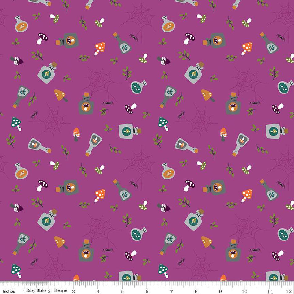 Little Witch Potions Magenta 1/2 yard