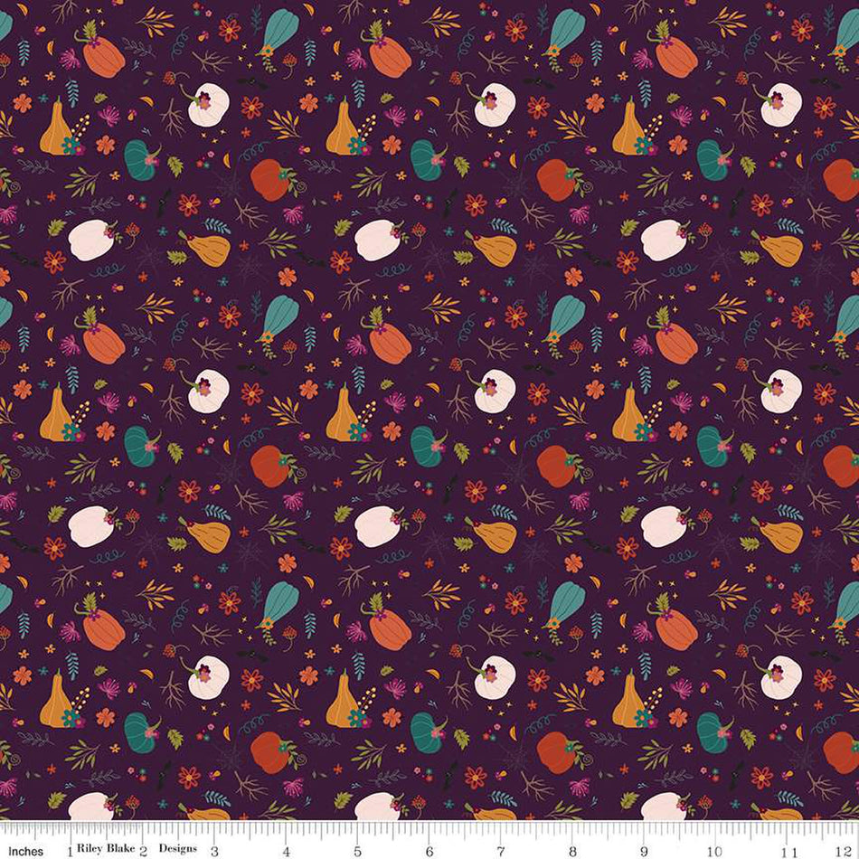 Little Witch Pumpkin Patch Purple 1/2 yard