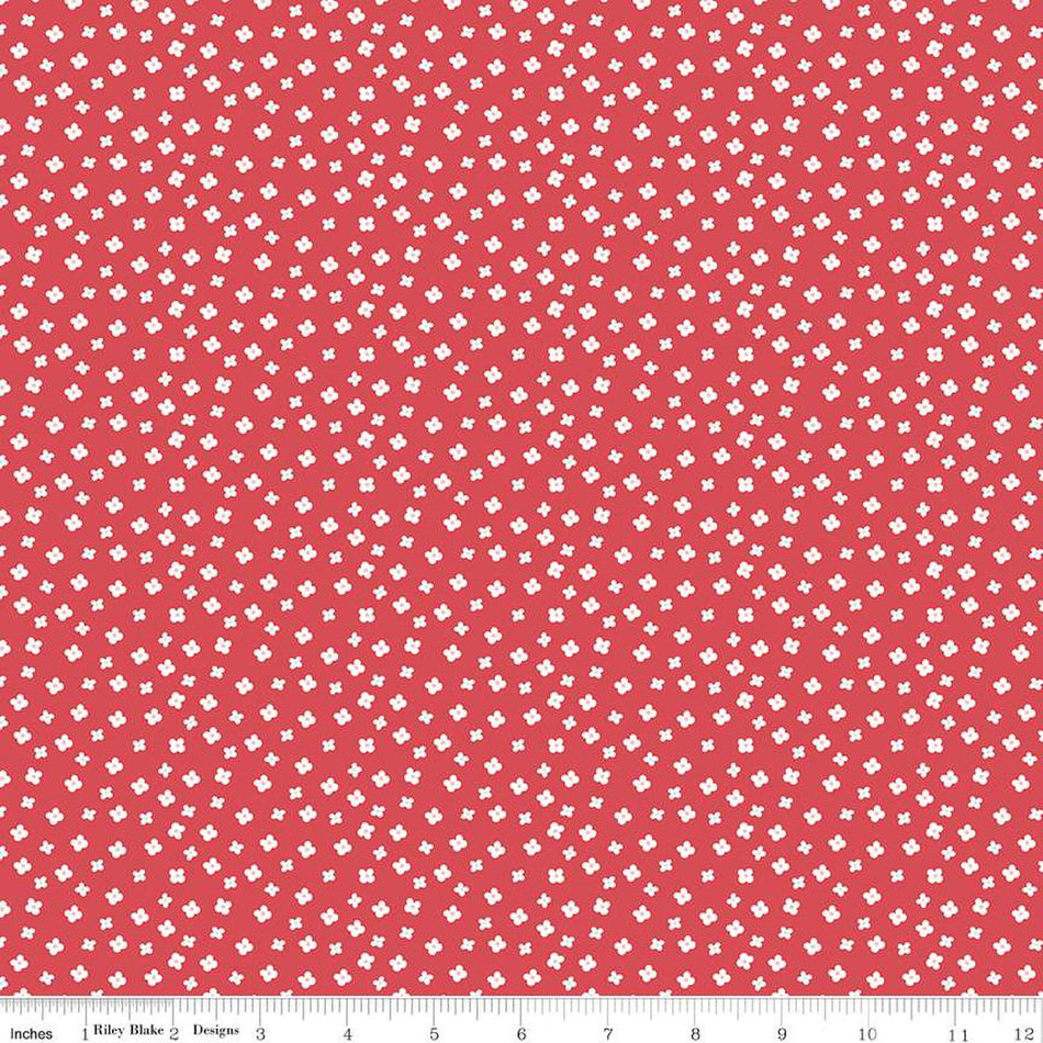 Gone Glamping Blossoms Red 1/2 yard