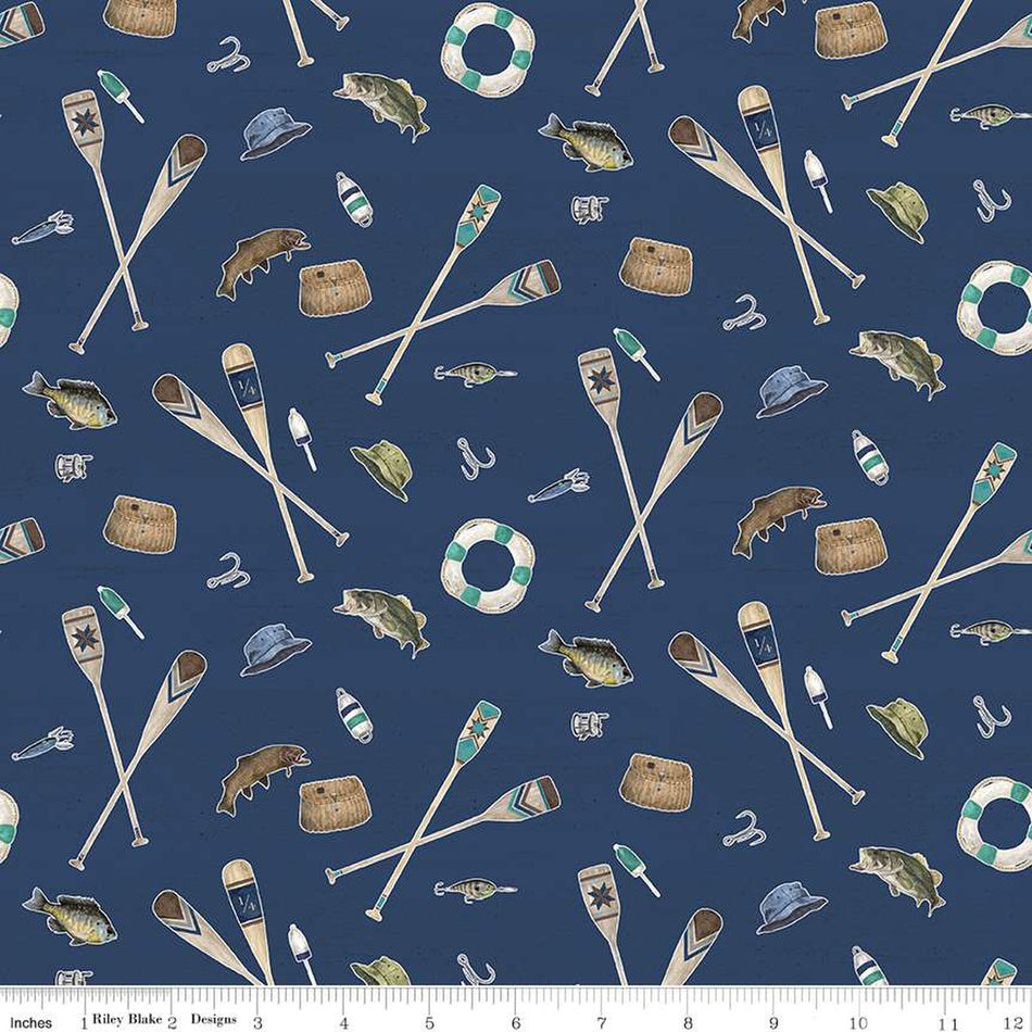 Wake at the Lake Icons Navy 1/2 yard