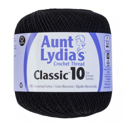 Aunt Lydia Crochet Thread Size 10 Black