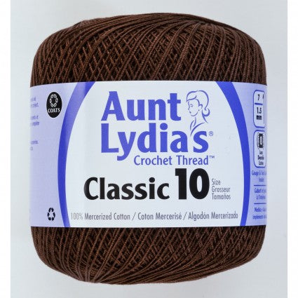 Aunt Lydia Crochet Thread Size 10 Fudge Brown