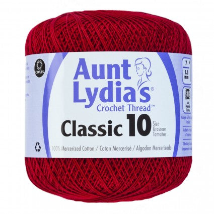 Aunt Lydia Crochet Thread Size 10 Cardinal Red