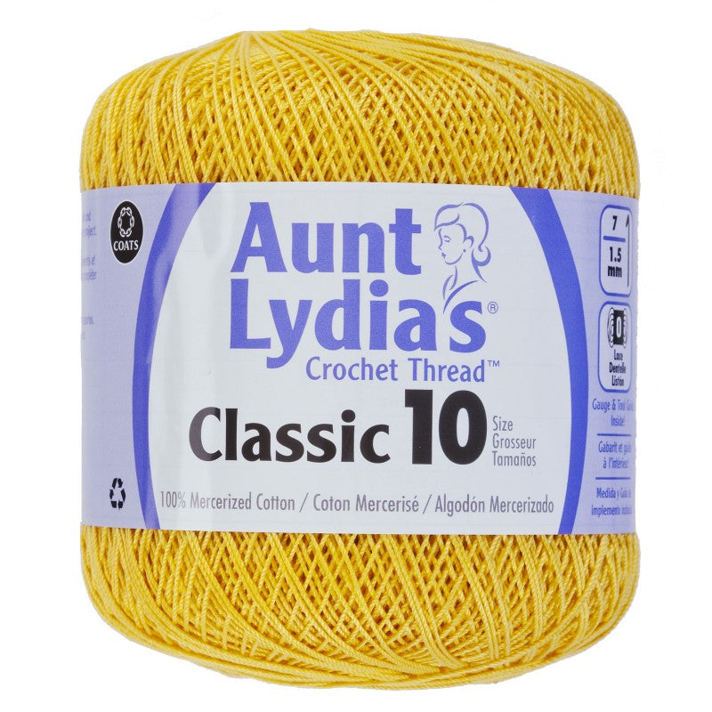 Aunt Lydia Crochet Thread Size 10 Gold Yellow