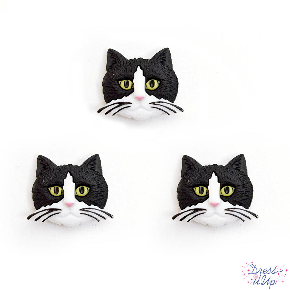 Dress It Up Buttons -Cat Head Singles- 6 pieces