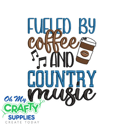Coffee Country Music Embroidery Design