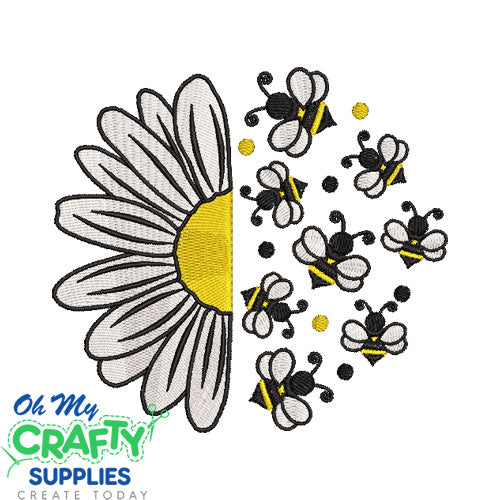Daisy Bees 311 Embroidery Design