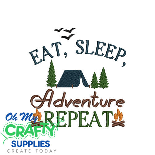 Eat Sleep Adventure 82 Emboridery Design