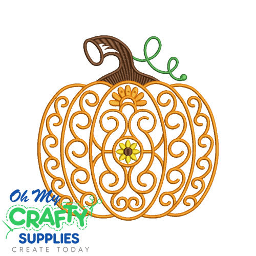 Elegant Swirling Pumpkin Embroidery Design