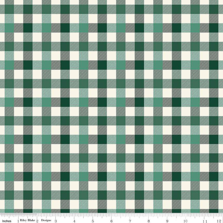 Flannel Old Fashioned Christmas Check Green 1/2 yard