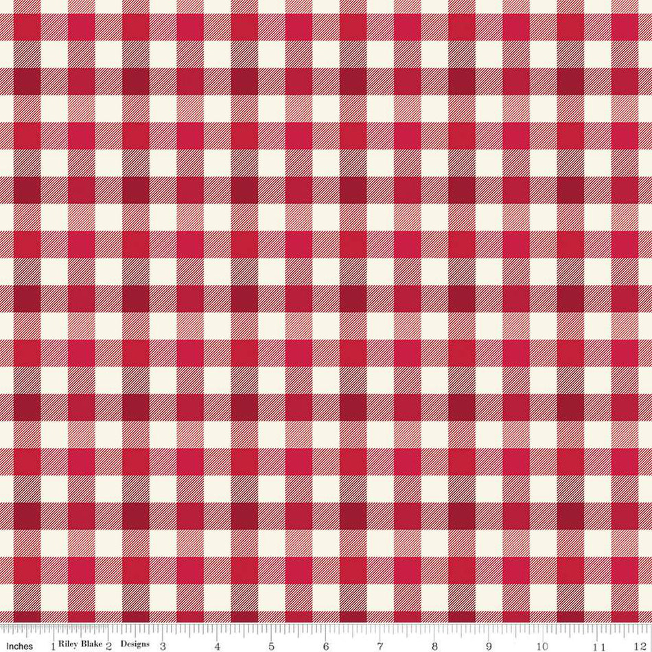 Flannel Old Fashioned Christmas Check Red 1/2 yard
