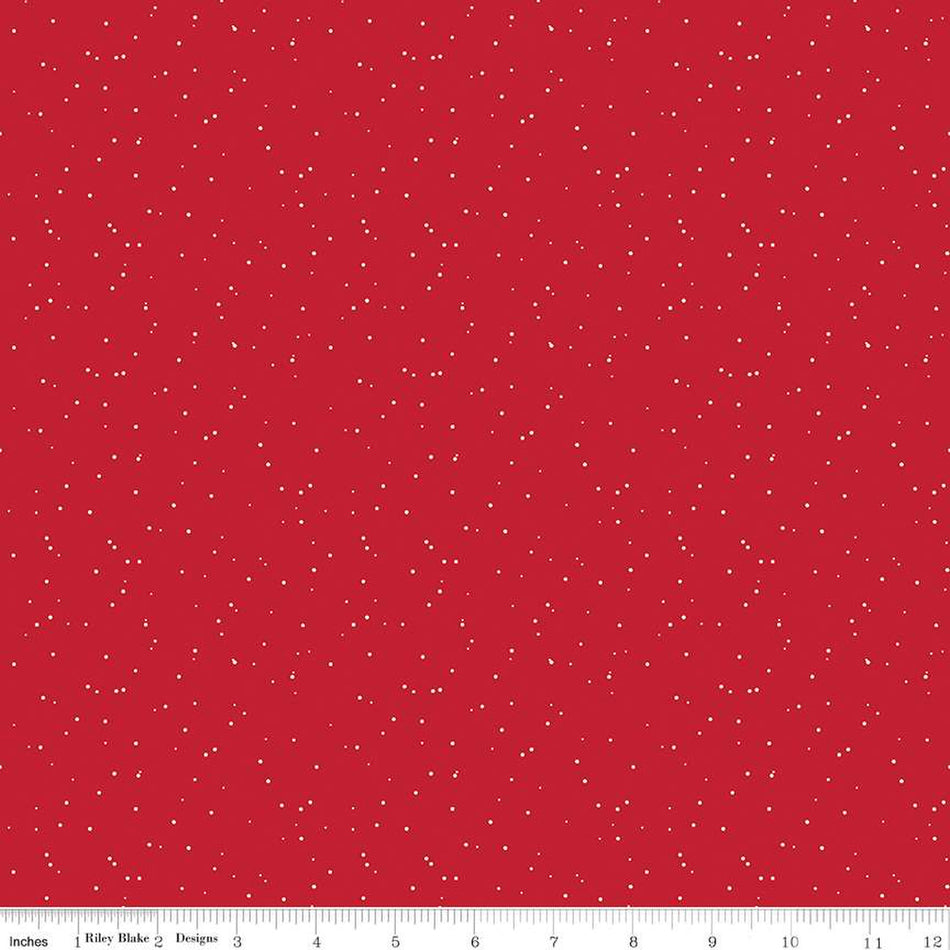 Flannel Snow Dots Red 1/2 yard