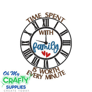 Family Clock Embroidery Design