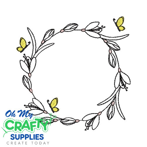 Floral Butterfly Frame 512 Embroidery Design