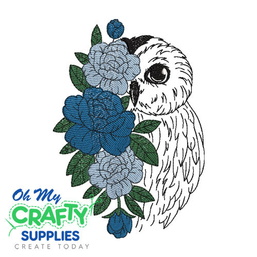 Floral Owl Embroidery Design