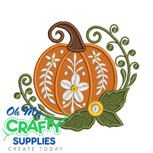 Floral Pumpkin Vine 24 Embroidery Design